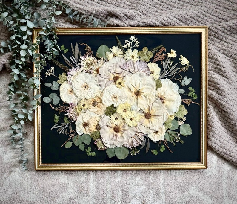 Wedding Bouquet Preservation, Pressed Bridal Bouquet, Preserved Wedding Bouquet, Memorial Service Flower, Pressed Flower Frame image 1