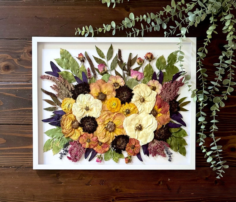 Wedding Bouquet Preservation, Pressed Bridal Bouquet, Preserved Wedding Bouquet, Memorial Service Flower, Pressed Flower Frame image 3