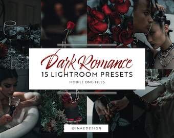 Dark Romance Mobile Lightroom Presets | 15 Grainy Gothic Aesthetic Edits | Deep Shadows & Rich Reds for Instagram