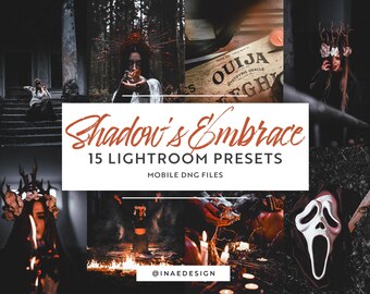 15 Dark & Cinematic Mobile Lightroom Presets - Shadow's Embrace | Moody, Grainy Instagram Filters