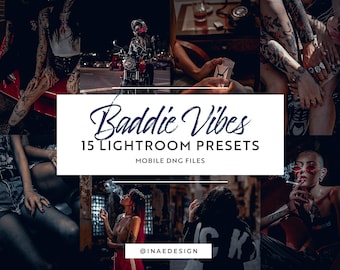 Baddie Vibes Mobile Lightroom Presets | 15 Moody & Grainy Edits for a Dark Instagram Aesthetic