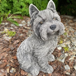 Yorkshire terrier, York Memorial Sculpture, Dog Statue, Concrete figurine dog, Decoration garden, Outdoor Statue, yorkie decor