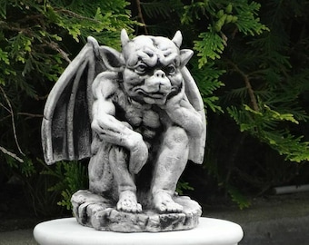 Gargoyle statue outdoor, Sitting Gargoyle Sculpture, Gargoyle Sculpture Gift, Stone Statue Gothic