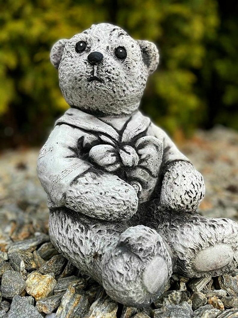 Teddy Bear Stone Statue Seated Bear Concrete Bear Teddy Etsy Canada