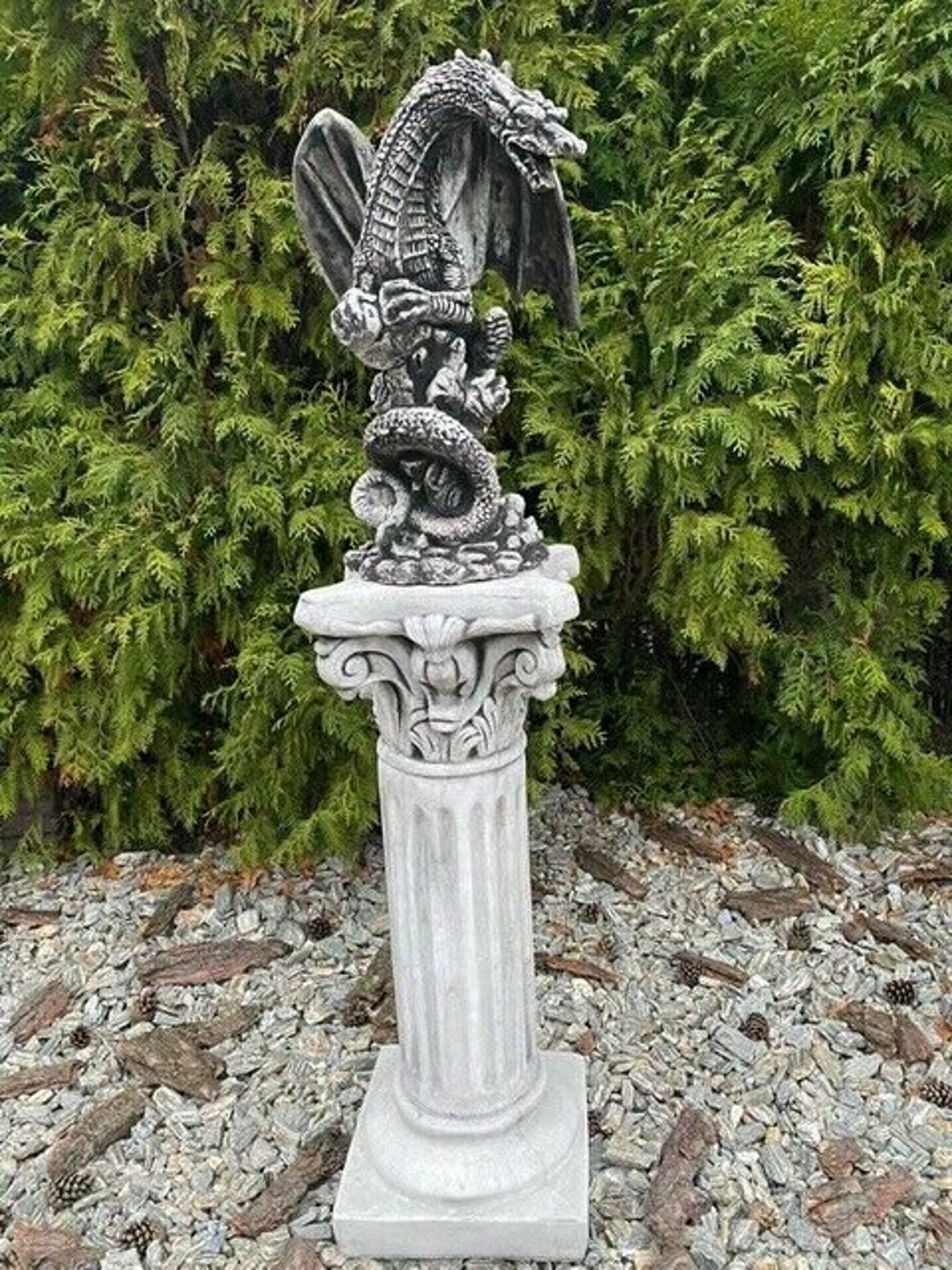 Concrete Dragon, Statue Dragon, Dragon on the Rock, Outdoor Statue, for