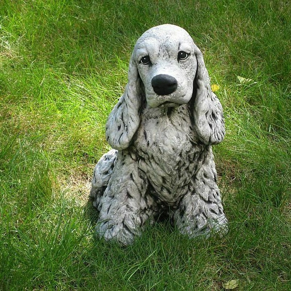 Statue de cocker Spaniel, Figurine de chien, Statue en béton Mémorial pour animaux de compagnie, Statue de pierre d’épagneul, Mémorial de chien