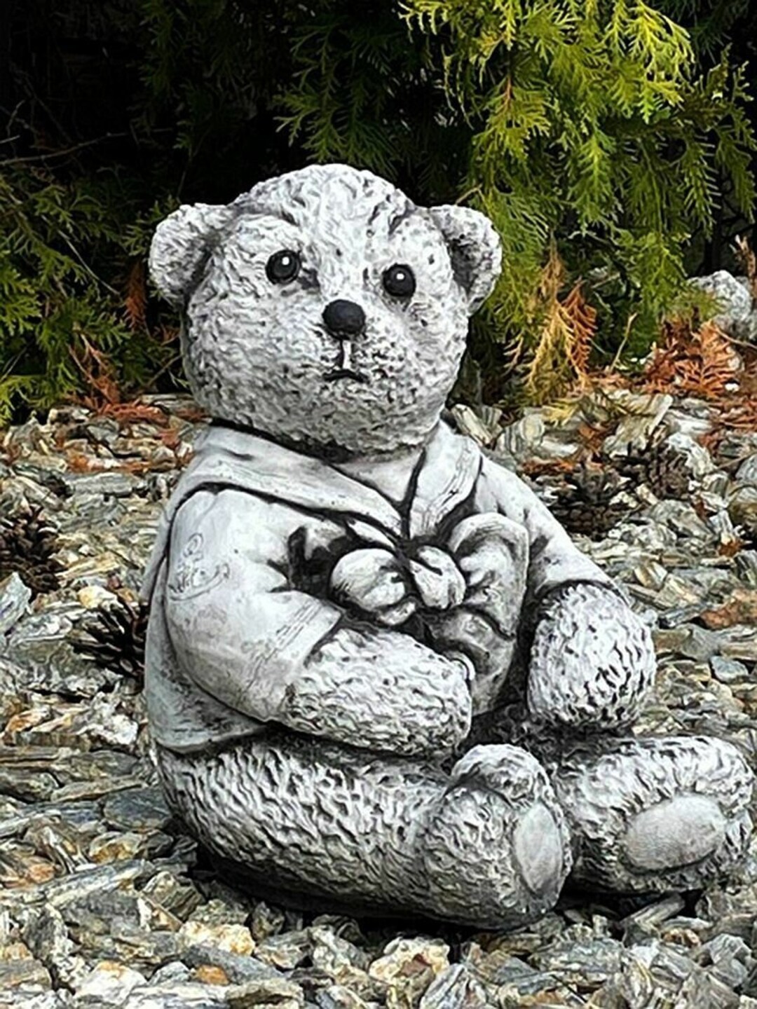 Teddy Bear Stone Statue Seated Bear Concrete Bear Teddy Etsy