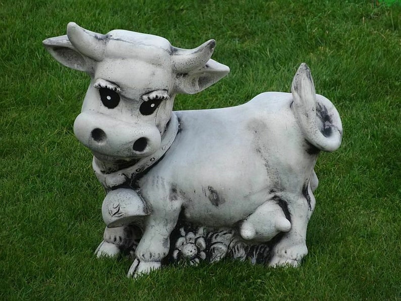 Concrete Cow Figure of A Cow Concrete Cow Statues Farmhouse Etsy