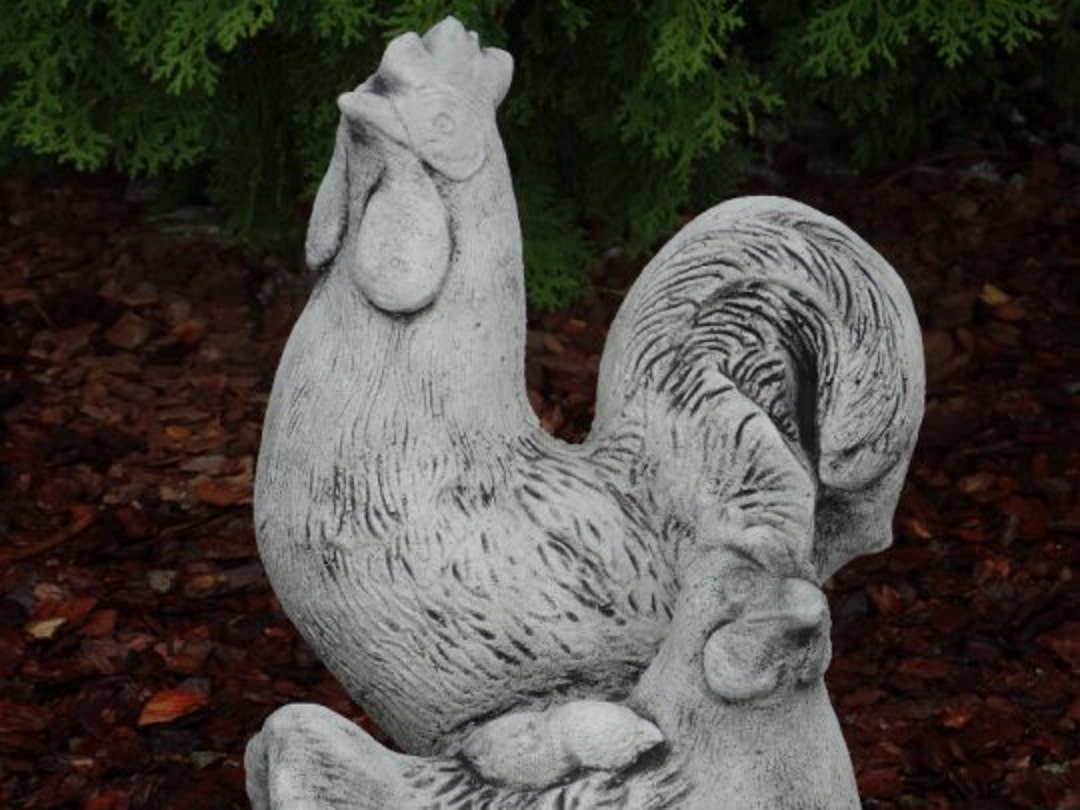 Chicken Family Farm Figure Concrete Chickens Farmhouse Decor Stone Hen
