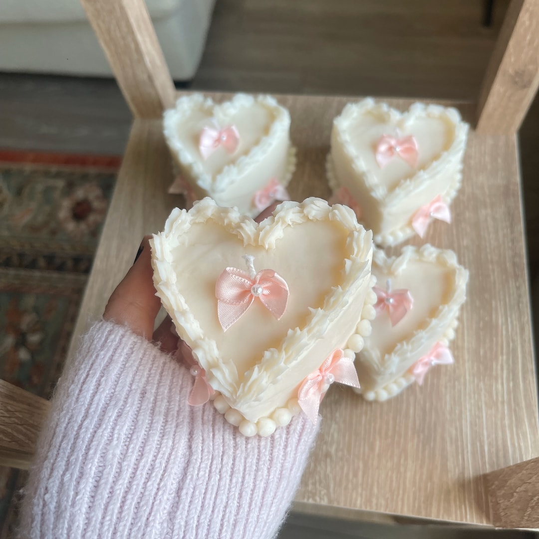 Coquette Scented Cake Candles With Bows Etsy