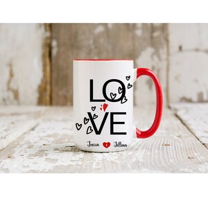 Kaffeetasse für Valentinstag - PERSONALISIERTES GESCHENK - Hochzeitstag Kaffeetasse mit Namen Personalisiert I Love you Geschenkidee