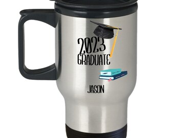 Graduation 2023 Personalized Travel Mug with Handle and Lid