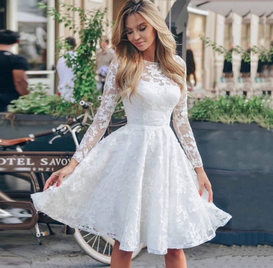 short white lace dress