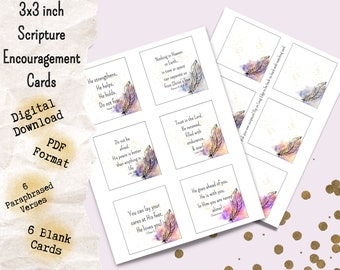 Digital Encouragement Bible Verse Cards, Printable Encouraging Scripture Cards to Gift to Friends, Memorize Scripture Cards