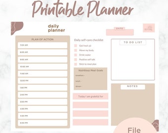 Daily Planner Printable, Minimalist Daily Schedule, Day at a Glance ...