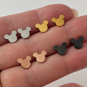Mouse earrings, Silver, Gold, Rose Gold, Black (Boy Mouse)
