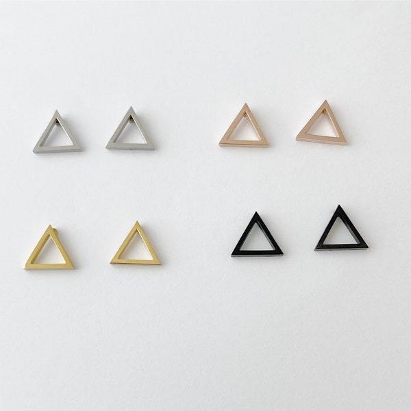 Open triangle earrings, geometric earrings, gold, rose gold, silver, black