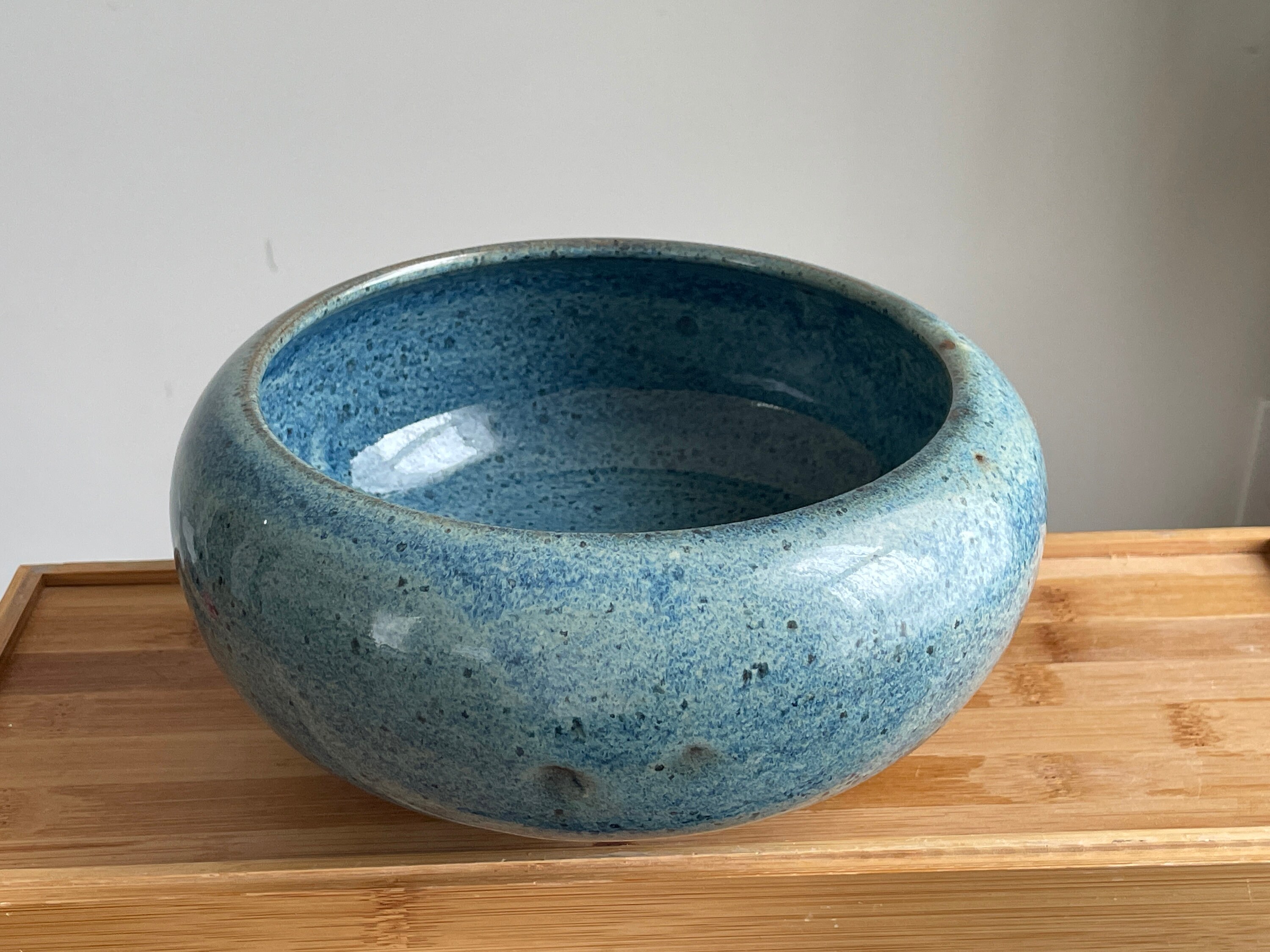 Blue Speckled Plant Pot / Handmade Wheel Thrown Vase, Ikebana Pot / 8.3 ...