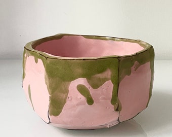 handgefertigte Kurinuki Chawan Schale / Farbe pink / Matcha Tee Schale / SPANIEN / Sominceramics / 13cm b x 8,2"h