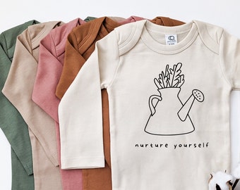 Nurture Yourself, Long Sleeve Bodysuit, Organic Cotton Baby