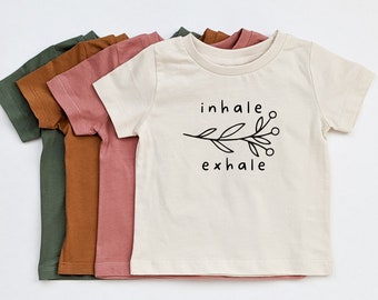 Inhale Exhale, Baby T Shirt, Short Sleeve Crew Neck, Gender Neutral, Organic Cotton