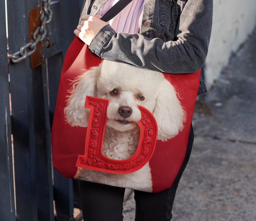 Poodle Tote Bag Initial Tote Bag Dog Tote Bag Dog Mom Tote Etsy