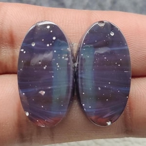 Unique AAA ±++Leland Blue Peair Leland Blue Cabochon Michigan leland Flat Back Jewelry Earrings making gemstone Size 25×14x5mm 29crt A#348