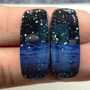 Amazing AAA+++Leland Blue Peair Leland Blue Cabochon Michigan leland Flat Back Jewelry Earrings making gemstone Size 28×12x4mm 27crt A#345
