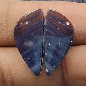 Unique AAA ±++Leland Blue Peair Leland Blue Cabochon Michigan leland Flat Back Jewelry Earrings making gemstone Size 23×11x4mm 16crt A#347