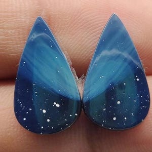 Fantastic Leland Blue Peair Leland Blue Cabochon Michigan leland Flat Back Jewelry Earrings making gemstone Size 19×11x3mm 11crt A#353