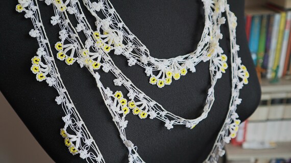 Crochet Oya Necklace, Vintage Anatolian lace ,197… - image 2