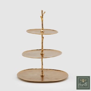 3 Tier Serving Stand, Candy Dish, Cupcake Stand, Gold Treat Display, 3 Tier Tray, Vintage Decor, Rustic Cupcake Holder, Wedding Centerpiece