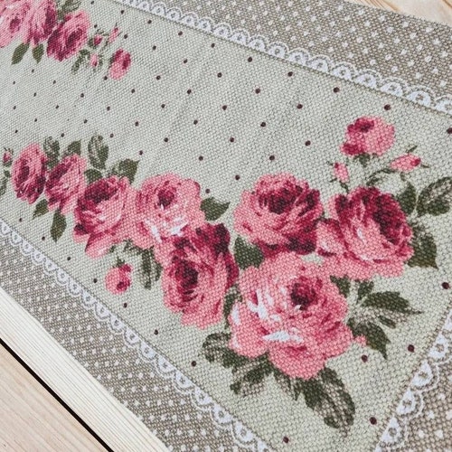 Cottage Pink Roses Runner Rug Pink Roses Decor Runner Etsy