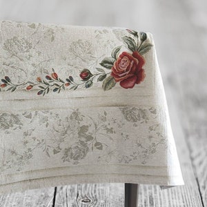 Roses Rectangle Tablecloths, Square Table Cloth French Table Decor, France Cottage Country Decor Vintage Tablecloth, Rectangular Table Cover