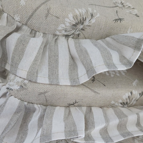 Ruffled Chair Cushion With Ties French Country Decor Etsy