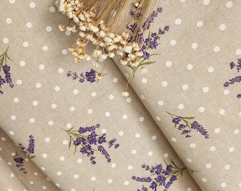 French Provence Waterproof Tablecloth, Beige Linen, Lavender, Stain Proof