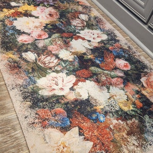 Blumenstrauß Teppich im Vintage Shabby Chic Stil