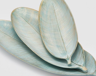 Wood Oval Leaf Trays: Country Style Decorative Set of 3