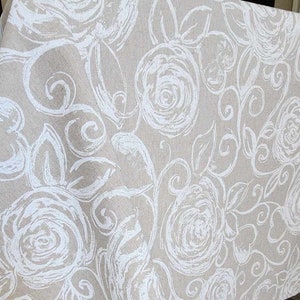 Beige Cotton Blend French Tablecloth: Vintage-Style Rectangle Table Cover