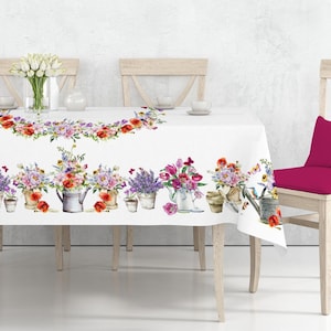 Wildflowers Rectangle Tablecloths, Table Cloth, French Table Decor, Thanksgiving Table Decor, Vintage Tablecloth, Rectangular Table Cover