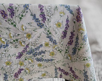 Wildflowers Rectangle Tablecloths, Cotton Fabric Table Cloth, French Table Decor, France Decor Vintage Tablecloth, Rectangular Table Cover