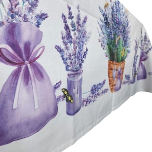 Mantel rectangular de algodón color lavanda: decoración de mesa estilo rústico francés