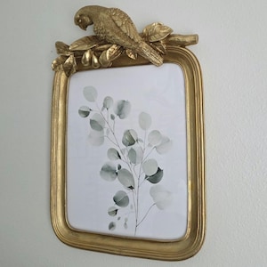 Ornate Gold & Green Parrot Picture Frame – 5x7 Tabletop - 11x14 Wall, Vintage / French Country Decor image 2