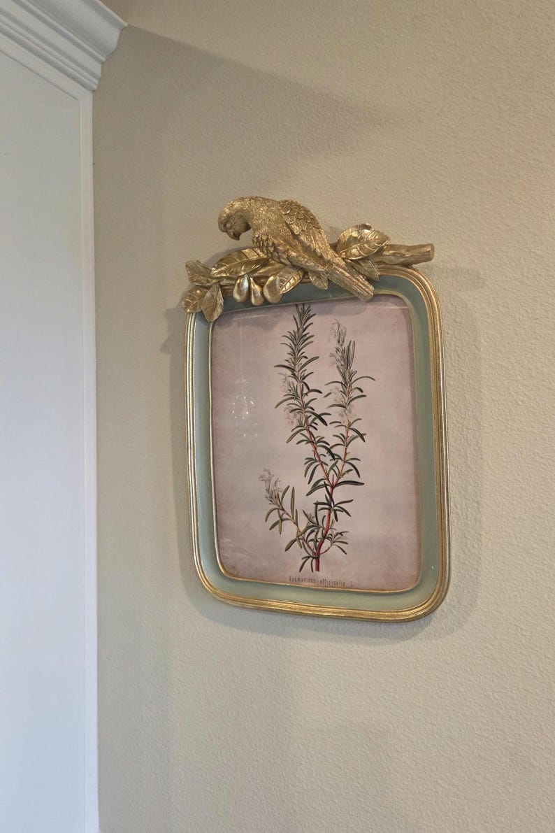 Ornate Gold & Green Parrot Picture Frame – 5x7 Tabletop - 11x14 Wall, Vintage / French Country Decor image 15