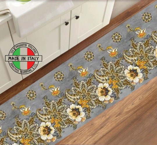 Custom Size Machine Washable Runner Rug for Kitchen, Hallway, Stair,  Bathroom Floors, Carpet, Floral Rug by Size Non Slip, Vintage Decor 