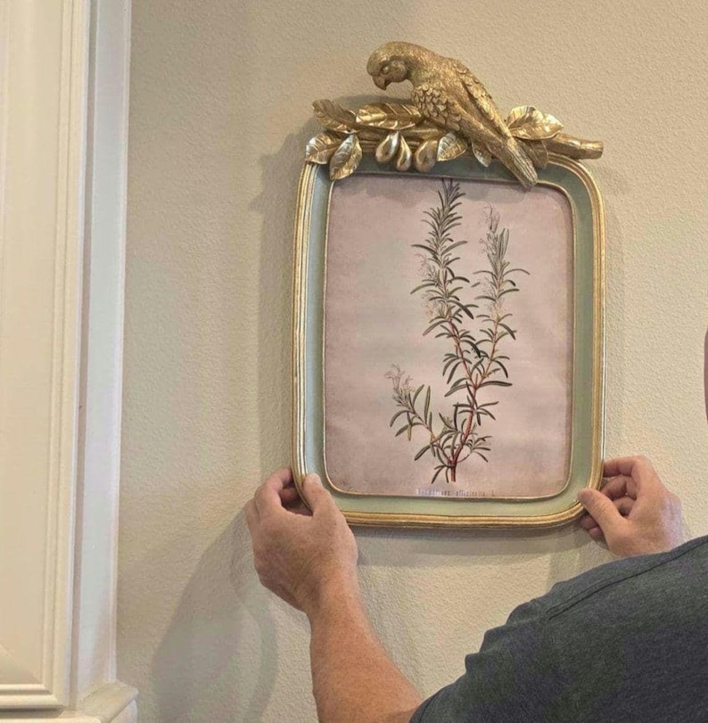 Ornate Gold & Green Parrot Picture Frame – 5x7 Tabletop - 11x14 Wall, Vintage / French Country Decor image 9