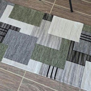 Made in Italy Chenille Runner Rug: Non-Slip Modern Patchwork Floor Mat