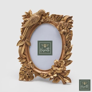 Moldura de foto ornamentada de pássaro/Molduras de mesa/Decoração vitoriana, estilo francês/Molduras antigas douradas/5x7/8x10, estilo vintage