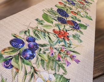 Floral Kitchen Rug Runner: Non-Slip Washable Berry Design