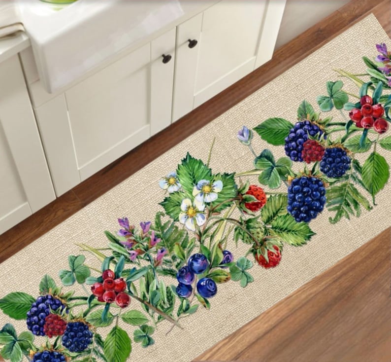 Non Slip Washable Floral Kitchen Rug Runner Carpet Mat Kitchen Decor